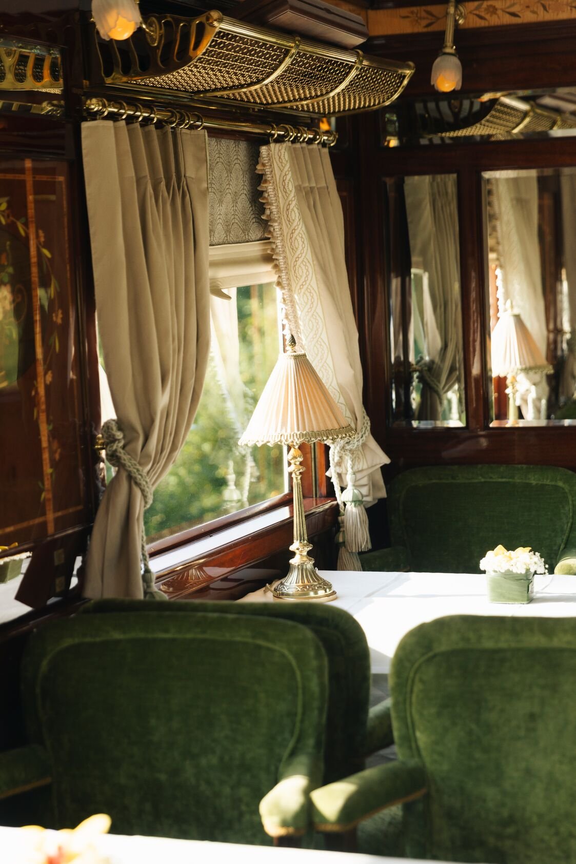 Art Deco dining car interior aboard the Venice Simplon-Orient-Express, A Belmond Train